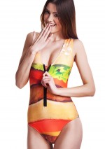 Hamburger zip-up one-piece swimsuit Hamburger Mr Gugu & Miss Go