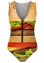 Hamburger zip-up one-piece swimsuit Hamburger Mr Gugu & Miss Go